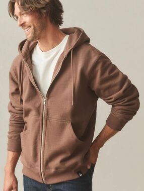 American Giant Mens Medium Brown Relaxed Classic Full Zip Hoodie Sweatshirt NWOT